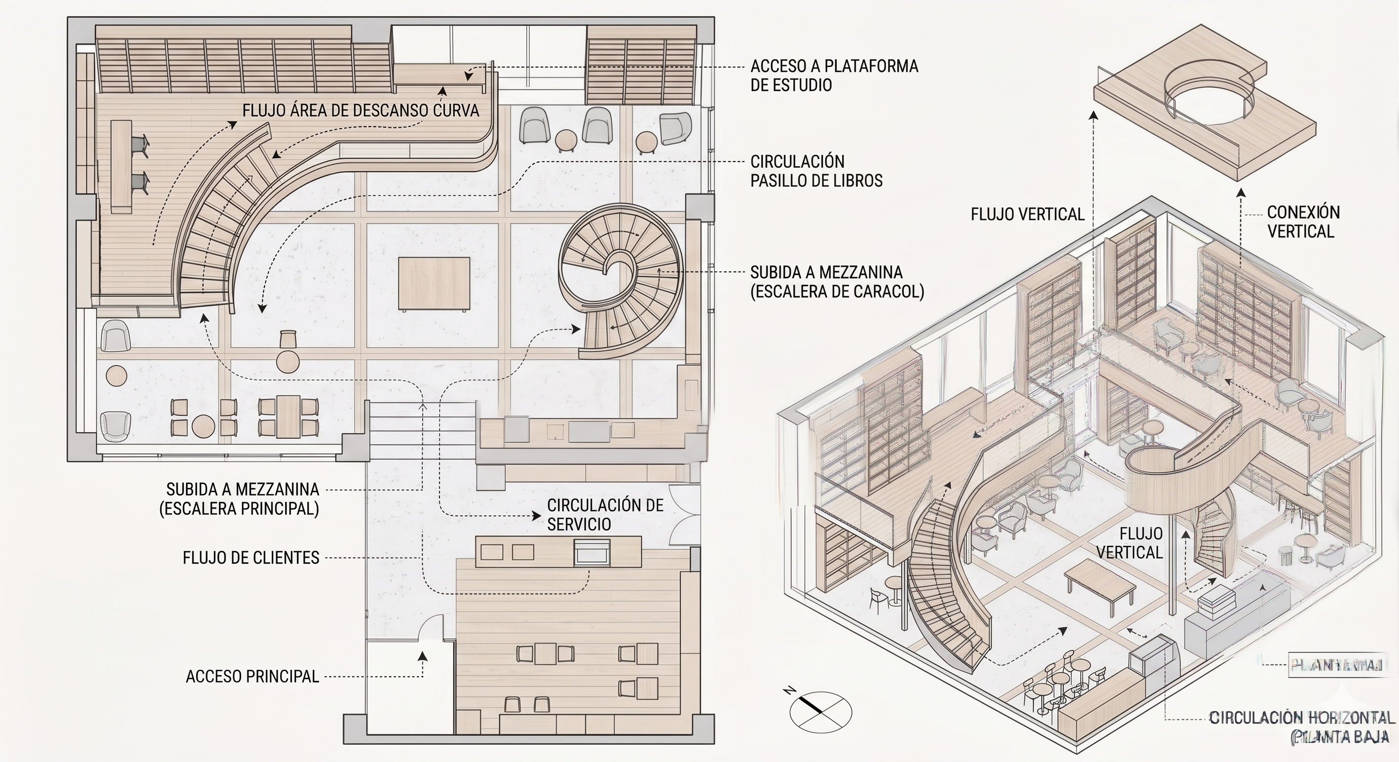 Planta conceptual anotada Barnes & Noble Guatemala
